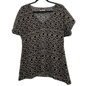 Show Me Your MuMu Black Cream Ikat Boho Top Size Small